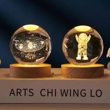1 шт. 6 см 3D хрустальный шар теплый свет хрустальная планета ночник с лазерной гравировкой солнечная система глобус астрономия подарок на день рождения домашний дизайн 6cm with base