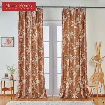 1 шт. 70-80% степень затенения, весенние занавески с принтом листьев виноградной лозы для спальни, гостиной, домашнего декора, серия Nuan W100cm x L130cm
