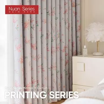 1 шт. 70-80% занавески с рисунком вишни с принтом для спальни, гостиной, домашнего декора, серия Nuan W100cm x L130cm розовый