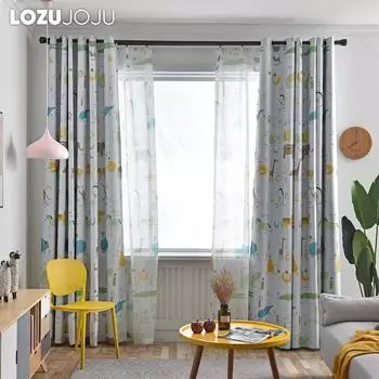 1 шт. 70-80% затемняющие принты с рисунком животных, персонализированные шторы, прозрачные шторы для спальни, гостиной, домашнего декора LOZUJOJU Tulle-100x200cm белый