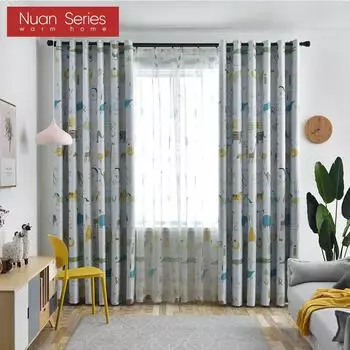 1 шт. 70-80% затемняющие принты с рисунком животных, персонализированные шторы, прозрачные шторы для спальни, гостиной, домашнего декора, серия Nuan Tulle-100x200cm белый