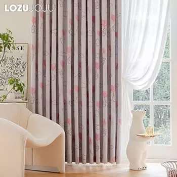 1 шт. 70-80% затемняющие простые и современные дизайнерские плотные шторы с принтом для спальни, гостиной, домашнего декора LOZUJOJU W100cm x L130cm розовый