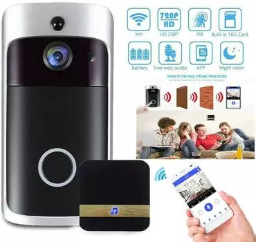 1 шт. 720P HD умный дом беспроводной Wi-Fi дверной звонок камера безопасности видеодомофон ИК ночного видения переменного тока с батарейным питанием домашний дверной звонок UK Plug