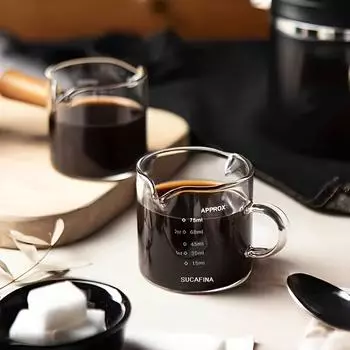 1 шт. 75 мл прозрачная стеклянная кружка маленькая молочная чашка со шкалой кофейная чашка мерная мини-чашка для эспрессо инструменты для выпечки домашняя стеклянная посуда 75ml чистый