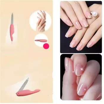 1 шт. 7,4 см пилочка для ногтей случайный прочный стальной металлический складной инструмент из нержавеющей стали пилки для кутикулы инструмент для дизайна ногтей розовый