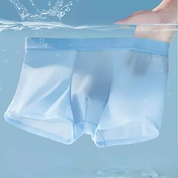 1 шт., 7 цветов, большие размеры, мужское нижнее белье из ледяного шелка, бесшовное ультратонкое дышащее белье, трусы-боксеры, быстросохнущие спортивные трусы L чёрный