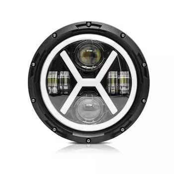 1 шт. 7-дюймовая автомобильная мотоциклетная светодиодная фара 500 Вт 6000 К 30000 лм IP67 водонепроницаемая DRL/указатель поворота/низкий уровень чёрный