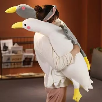 1 шт. 80 см-120 см гигантский пушистый гусь плюшевые игрушки подушка для сна милые животные чучела лебедей куклы напольный коврик дети девочки подарок на день рождения 80cm