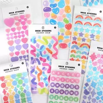 1 шт., 80x160 мм, лазерная наклейка, цветная наклейка с блестками, круглая наклейка в форме сердца, украшение для рождественского подарка, упаковочная наклейка 01