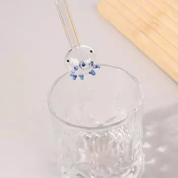 1 шт. 8 цветная пипетка соломинка для питья здоровье соломинка для питья мультяшный осьминог соломинка экологическое стекло украшение для дома высокое качество жёлтый