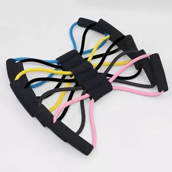 1 шт. 8-образный натяжной канат вспомогательная бытовая эластичная лента с ручками тренажер для силовых тренировок ног бедер рук M чёрный