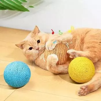 1 шт. 8 см сизаль кошачий мячик интерактивная антиукусная игрушка инструмент для чистки зубов котенка игрушка для домашних животных кофейный