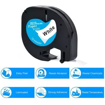 1 шт. 91201 91202 12267 91200 Этикетка для Dymo LetraTag 12 мм 91331 91330 Лента 91203 91204 91205 для этикетировочного устройства LT-100H LT-100T