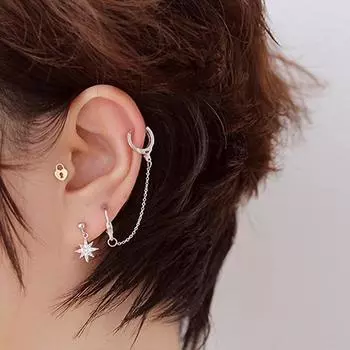 1 шт. 925 пробы стерлингового серебра двойной замок звено цепи кисточка серьги гвоздики для женщин девушки вечерние женские Pendientes Eh792 золотой