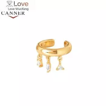 1 шт. 925 пробы стерлингового серебра позолоченный циркон кулон не проколотые серьги-клипсы для ушей для женщин ювелирные изделия Pendientes