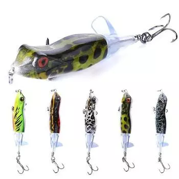 1 шт. 9,5 см/11 г приманки для ловли лягушек на поверхностную воду с вращающимся хвостом, жесткие приманки, крючки для ловли окуня и форели, инструменты 9.5cm/11g