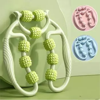 1 шт. 9-колесный ролик для мышц и фасций, роликовый массажный ролик для устранения целлюлита, уменьшение целлюлита зелёный