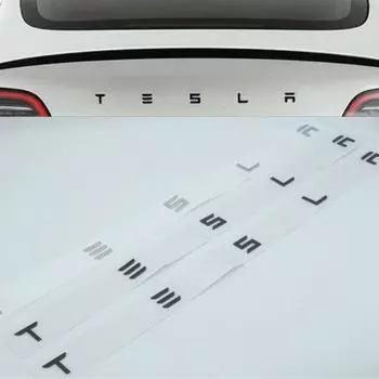 1 шт., ABS, автомобильные буквы, задняя дверь багажника, наклейки на багажник, эмблема, значок, наклейка для модели 3, модель X, модель S, модель Y, двойной двигатель чёрный