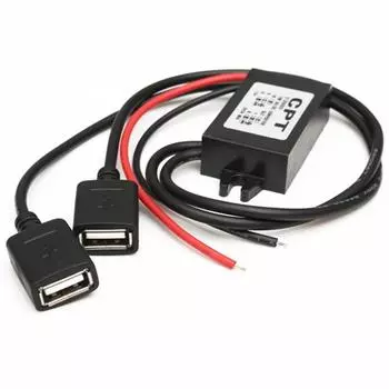1 шт. абсолютно новый DC12V до 5V двойной USB адаптер зарядного устройства конвертер кабель разъем автомобильное зарядное устройство для телефона автомобильный светодиод MP3 MP4 горячий