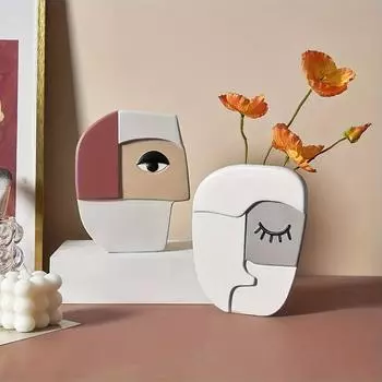 1 шт. Абстрактное лицо ваза смола поделки, украшение для дома поделки орнамент A