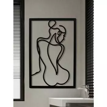 1 шт. абстрактный черный линейный рисунок женский задняя железная металлическая стена искусство современный домашний декор для спальни, гостиной или ванной комнаты TY7346 разноцветный