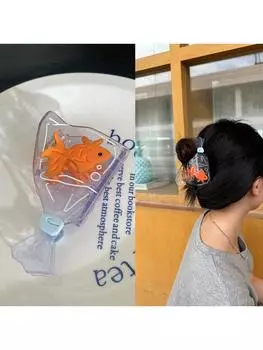 1 шт., ацетат с изображением животных и рыб, для женщин, милый, элегантный, повседневный, модный, заколка для волос, аксессуары для волос на Хэллоуин для женщин Goldfish Hair Claws