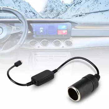 1 шт. Адаптер-конвертер прикуривателя 5 В USB в 12 В Type C Мужской-Женский Аксессуары для автомобильной электроники Гнездо прикуривателя чёрный