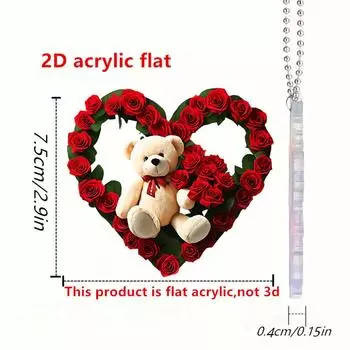 1 шт. Акриловая подвеска в виде сердца в виде панды 2D, подвеска в виде рождественской елки, подвеска в виде зеркала заднего вида автомобиля, подвеска для домашней вечеринки 1pc