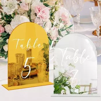 1 шт. Акриловый держатель для карточек для рассадки гостей, декоративный держатель для свадебного стола, подставка для номера обеденного стола, знаки в форме арки, украшение для стола