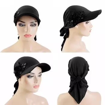 1 шт. эластичная мусульманская бейсболка хиджаб женская тюрбан шляпа блестящий цветок защита от солнца универсальная