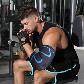 1 шт., эластичная защитная накладка на локоть для спортзала, впитывающая пот, спортивная баскетбольная нарукавная повязка на локоть, 1 шт. чёрный