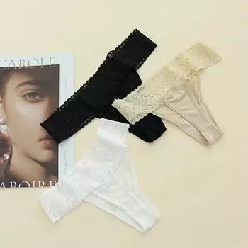 1 шт. эластичные шелковые стринги для женщин шелковица шелк эротическое нижнее белье с низкой талией дышащие треугольные трусы футболки M чёрный