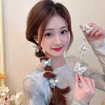 1 шт. эластичные телефонные провода резинки для волос женские резинки для волос бабочки спиральная резинка хвостики аксессуары для волос розовый