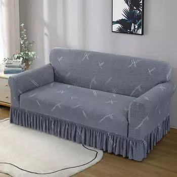1 шт. эластичный чехол для дивана с принтом и юбкой, чехол для дивана, чехол для мебели, протектор для спальни, офиса, гостиной, домашнего декора Small