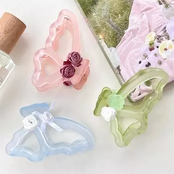 1 шт., элегантная матовая бабочка, роза, заколка для волос для женщин и девочек, летняя, милая, нежная, модная, темпераментная, аксессуары для волос синий