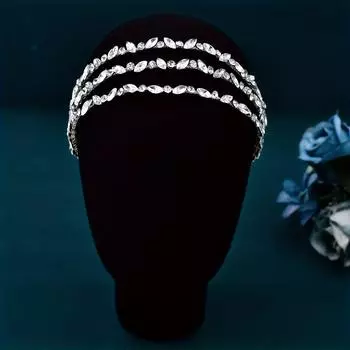1 шт., элегантная повязка на голову со стразами, многослойная блестящая повязка для волос со стразами, свадебные украшения для волос, аксессуары