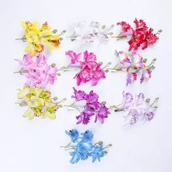 1 шт. элегантный аксессуар свадебные шифоновые цветы заколки для волос из кожи аллигатора свадебные бабочки орхидеи жёлтый