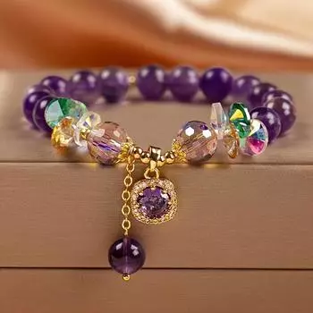 1 шт. элегантный браслет из аметистовых бусин в стиле ретро, женская бижутерия, подходит для повседневного ношения и подарков