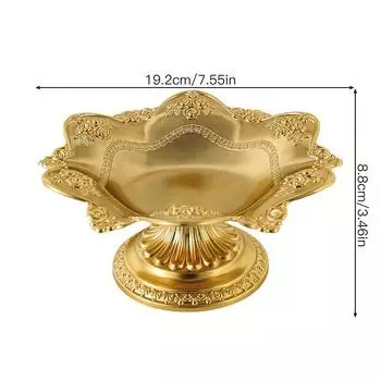 1 шт. элегантный золотистый металлический поднос для фруктов из дерева буррон с высокими ножками, для дома, храма или подношений. Прочная конструкция из литого чугуна, для обеда, золотистый