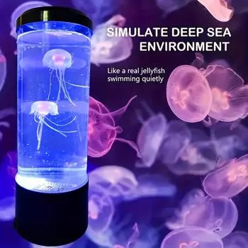 1 шт. электрическая лавовая лампа в виде медузы - 7-цветная светодиодная подсветка для домашнего декора и релаксации - питание от USB чёрный