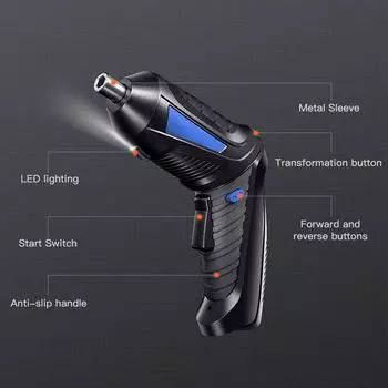 1 шт. электрическая отвертка, усиление двигателя, сильная отвертка, прямой пистолетный тип, двойное назначение, оснащенная магнитным всасыванием