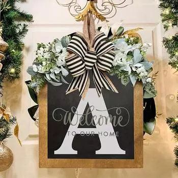 1 шт. алфавитный венок для фермерского дома, декор фестивалей, деревянный подвесной знак, декор окна, венок и бант, приветственный логотип для двора 30x30cm