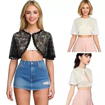 1 шт. алмазная пуговица современная кружевная шаль модный солнцезащитный кардиган простота свадебное платье плащ сплошной цвет чёрный