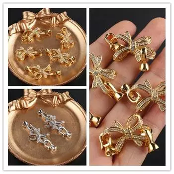 1 шт. алмазные застежки для ожерелья, браслета, латунная пряжка, крючки для банта, разъем для DIY, аксессуары для изготовления ювелирных изделий 41x16mm