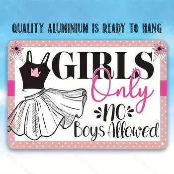 1 шт. Алюминиевый знак «Только для девочек, мальчикам вход воспрещен», металлический знак для домашнего двора, фермерского магазина, кофейни, бара 8x12 дюймов 20x30cm небесно-голубой