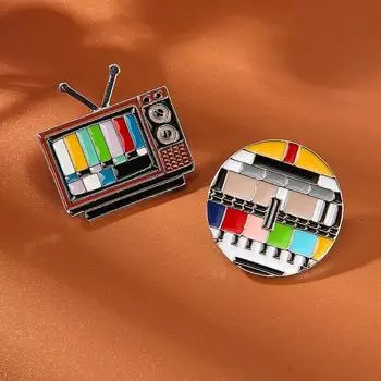 1 шт. эмалированный значок старого образца, значок отсутствия сигнала телевизора, цветной значок