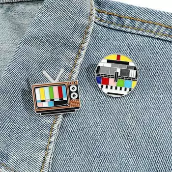 1 шт. эмалированный значок старого образца, значок отсутствия сигнала телевизора, цветной значок