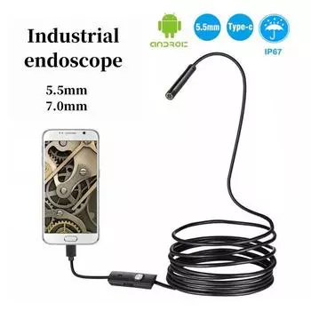 1 шт. эндоскоп 5,5 мм USB Android эндоскопическая камера мини-объектив 3 в 1 TYPE-C OTG Micro USB водонепроницаемый осмотр автомобиля 0,01 5.5mm*1m