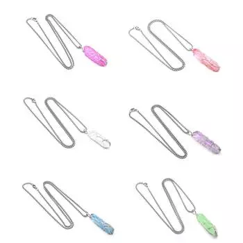 1 шт., энергетический натуральный камень, кристалл, ожерелье, подвеска ручной работы, шестиугольный конус, подвески с цепочкой, ожерелья для женщин и мужчин, ювелирные изделия, подарок, 15x50 мм 1Pc/15x50mm