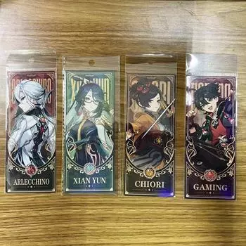 1 шт. аниме лазерная закладка Arlecchino Zhongli Tartaglia Yae Miko косплей бумажное изображение ломо-карта открытка коллекция карт qq